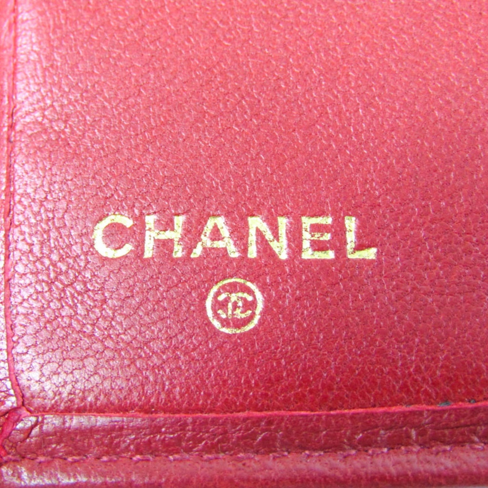 Chanel Bicolor Women's Leather Bill Wallet (bi-fold) Red Color - Picture 14 of 16